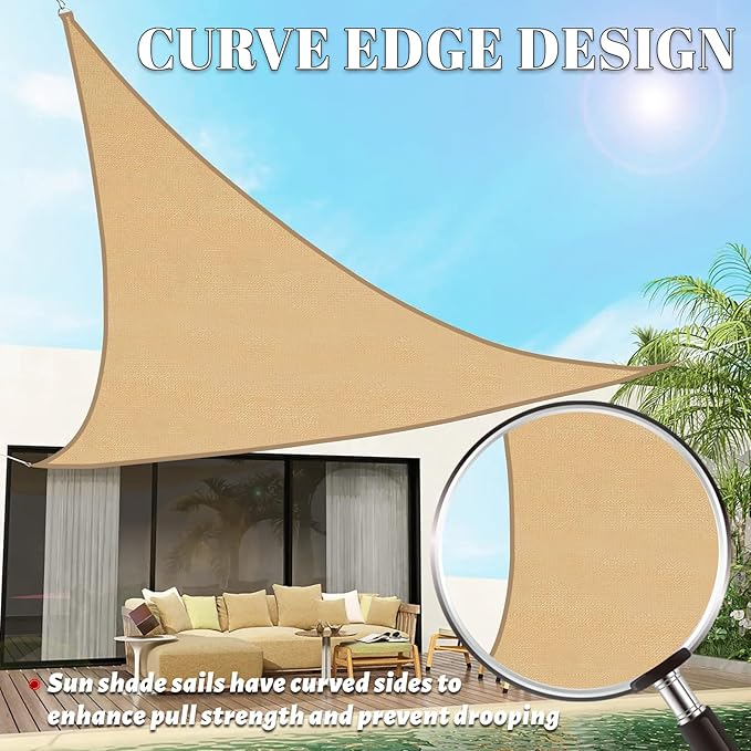 SUNLAX Custom Size 13'x23'x26.4' Sand Sun Shade Sail Right Triangle UV Block Sunshade for Backyard Yard Deck Patio Garden Outdoor Facility (Customized)