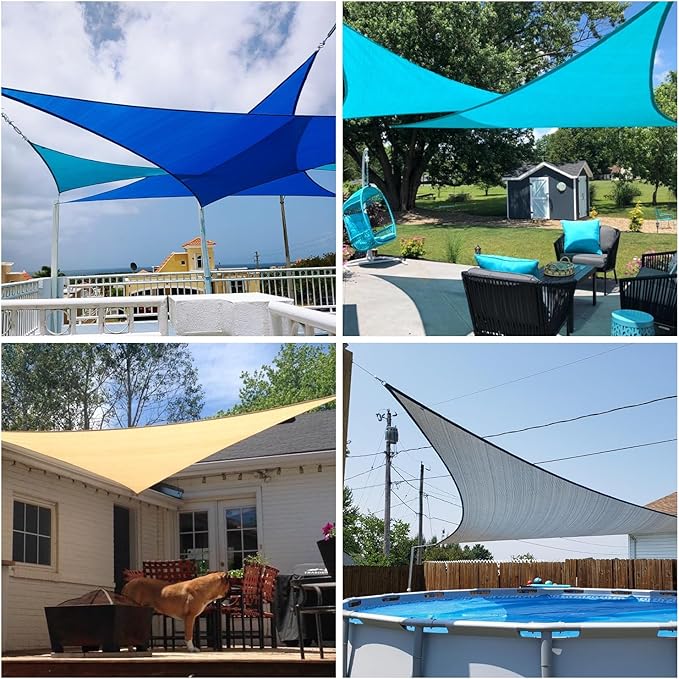 Patio Paradise 9' x 9' x 9' Sun Shade Sail Triangle Canopy Shade Cloth Fabric Sunlight Block Patio Pergola Cover HDPE Deck Awning for Outdoor Backyard Roof Shading, Green