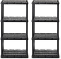 Gracious Living 2 Pack Light Duty Storage Shelves, Knect-A-Shelf 4-Shelf Ventilated Shelving Rack Organizer for Home, Garage, Basement & Laundry, Black