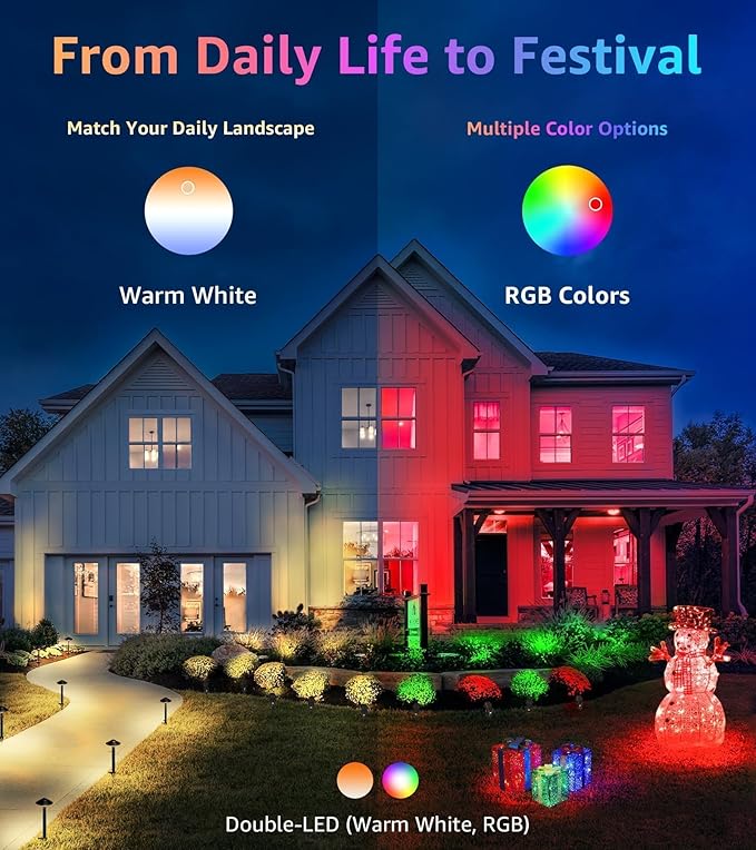 SUNVIE RGB Spot Lights Outdoor 12W LED Color Changing Landscape Lights with Remote Control 120V RGBW Landscape Lighting Waterproof Outdoor Spotlight for Yard Garden Patio Lawn Decorative, 2 Pack