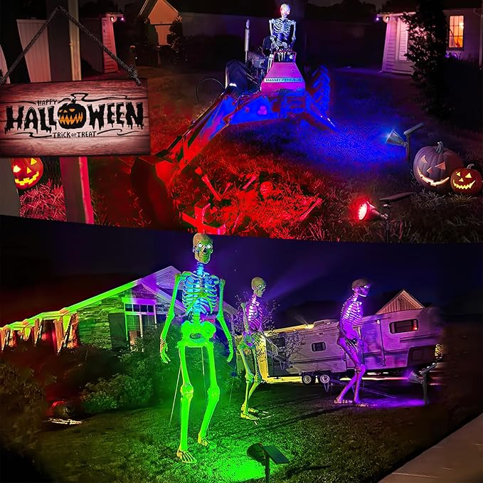 JSOT 2 Pack Christmas Solar Spotlights, RGB Solar Spot Light Outdoor Waterproof Color Changing Landscape Lighting with 9 Lighting Options Decor for Backyard Walkway Tree Lawn