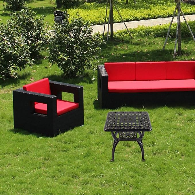 C/G Outdoor Side Tables,Cast Aluminum Patio End Tables,Anti-Rust Coffee Table for Garden Patio Lawn (Square-end Tables, Copper)