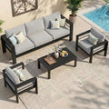 Wisteria Lane Aluminum Patio Furniture Set for All Weather, Oversized Metal Outdoor Furniture Set with 27.5" Deep Seat and 10" Back Cushion, Patio Conversation Sets with Wide armrest, Light Gray