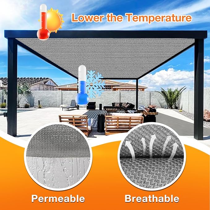 Artpuch Outdoor Pergola Shade Cover 4x18 FT Sun Shade Cloth with Grommets Light Grey 90% UV Protection Canopy Patio Privacy Screen (Customized Available)
