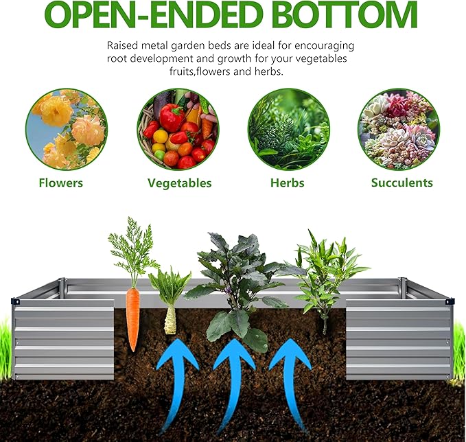 2PCS 7x3x1ft Galvanized Raised Garden Bed Kit, Galvanized Planter Raised Garden Boxes Outdoor, Large Metal Raised Garden Beds for Vegetables,Silver