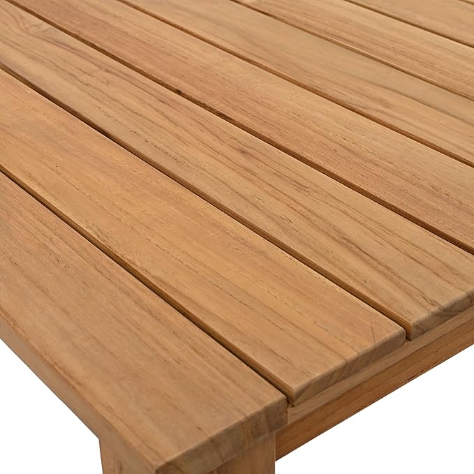 SAFAVIEH Couture Outdoor Patio Furniture Collection - Martinique Rectangular Coffee Table, Natural Teak Solid Wood Slatted Top (CPT1014D)