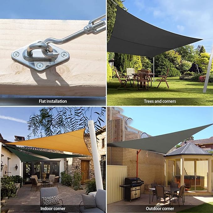 Sun Shade Sail Hardware Kit 8 Inch for Rectangle & Triangle Shade Sail Install, Stainless Steel ShadeSail Fixing Accessories for Outdoor Patio Canopy Garden, Heavy Duty Awning Attachment 40 Set