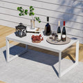 Outdoor Coffee Table for Patio, Aluminum All-Weather Modern Metal Coffee Table, Rectangle, White