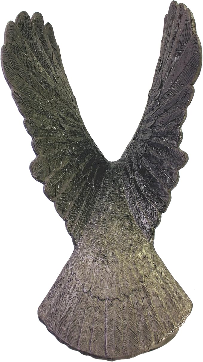 EMSCO Group Freedom Eagle Statue 32in Outdoor Garden Decor, Natural Bronze Finish, Weather-Resistant Resin