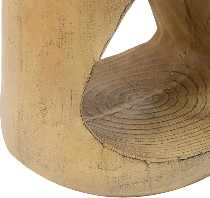 Christopher Knight Home Outdoor Side Table,Hollow Design End Table,Patio Garden Stool Table,Decorative Accent Table for Patio Balcony Beach Pool Side,Lightweight Concrete,Wood Like Texture,Natural