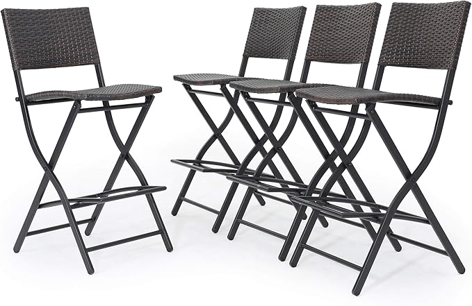 Christopher Knight Home Margarita Outdoor Wicker Barstools, 4-Pcs Set, Multibrown