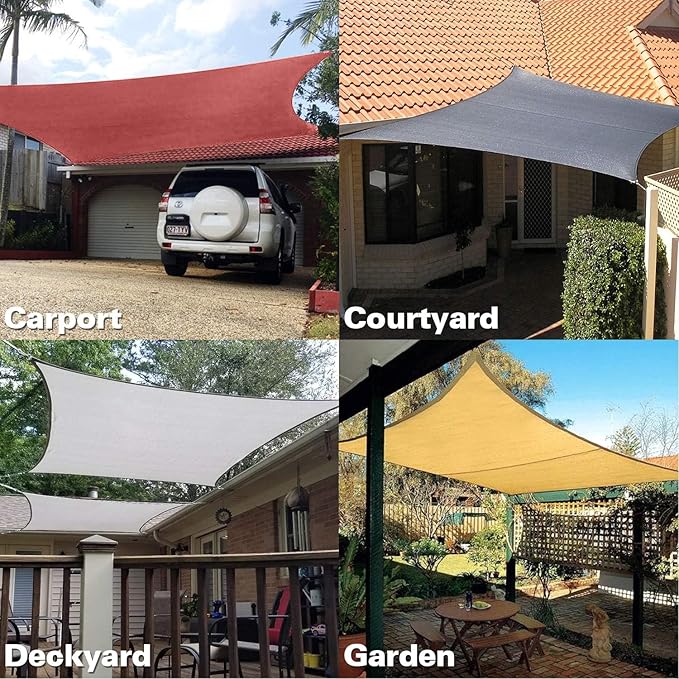 KANAGAWA Sun Shade Sail Curved 24'X24' Rust Red Rectangle Outdoor Shade Cover UV Blovk Canopy for Patio Garden Backyard Heavy Duty Permeable 185GSM (We Make Custom Size)