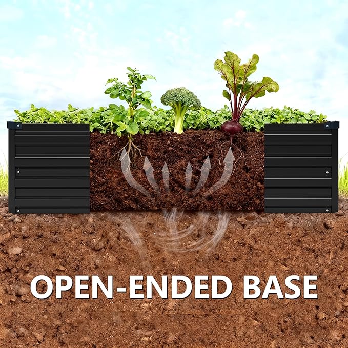 Vengarus 6x3x1FT (2 Pack) Galvanized Raised Garden Bed Kit, Outdoor Metal Planter Box for Vegetables, Rectangular Steel Container, Easy Assembly (Black)