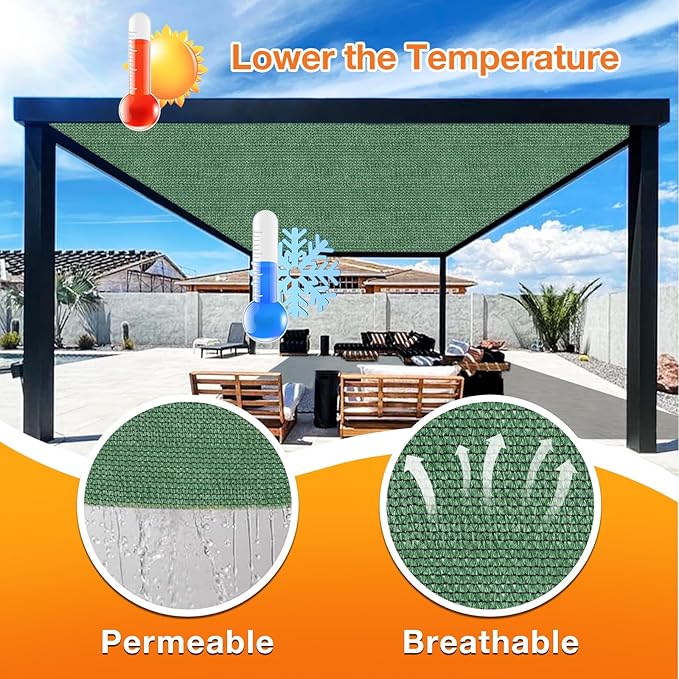 Artpuch Outdoor Pergola Shade Cover 4' X 5' Sun Shade Cloth with Grommets, 90% UV Protection Canopy Patio Privacy Screen (Customized Available) GN107, Green
