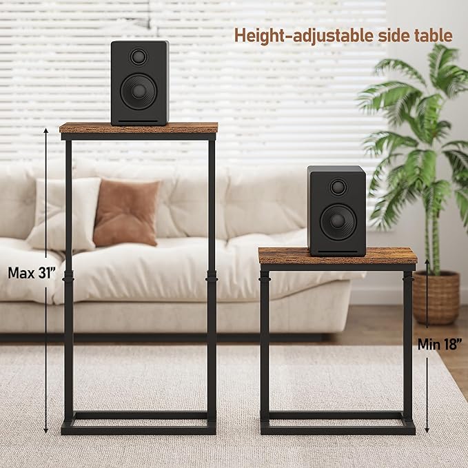 TUTOTAK End Table, Side Table, Tall Couch Table, Sofa Table, Living Room, Bed Room, Brown TB01BB0832