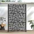 Casaphoria Metal Privacy Screen Outdoor, 72" H x 47" W Freestanding Decorative Privacy Screen for Patio Deck Balcony Garden with Stable Base, Black Helen