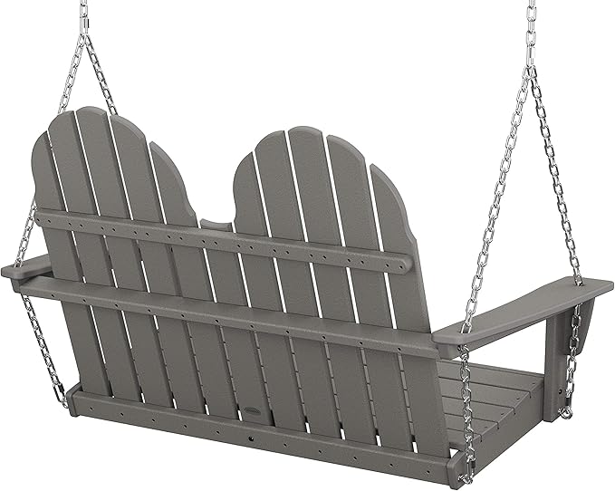 POLYWOOD® Vineyard Adirondack Chair Wood Swing, Black - Wooden Porch Swings Outdoor for Two