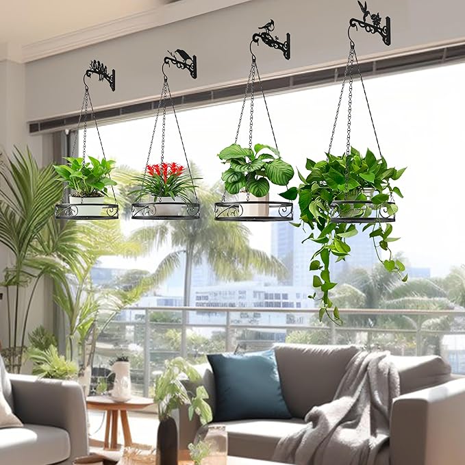 2-Pack Hanging Planters for Indoor Plants - Heavy Duty Metal Plant Hanger Indoor with 3 Chains and Hooks – Aesthetic Hanging Plant Holder for an Instant Gardening Decor