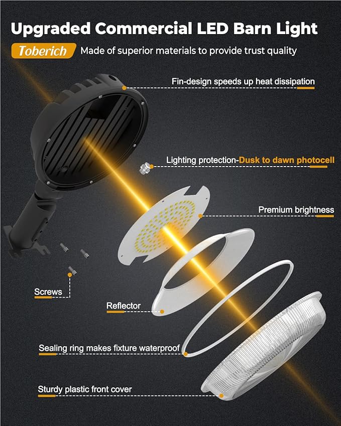 LED Barn Light, 150W 20000LM Yard Area Lights Dusk to Dawn Outdoor Lighting with Photocell 3000K Warm White Adjustable Angle IP66 Waterproof Street Lights for Security/Farmhouse/Garage