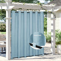 Easy-Going Linen Look Outdoor Curtains Waterproof Windproof Porch Curtains, Soft Thicken Outdoor Privacy Curtains for Patio, Gazebo, Grommet Top and Tab Bottom Drape, 1 Panel, 110x108 inch, Sky Blue
