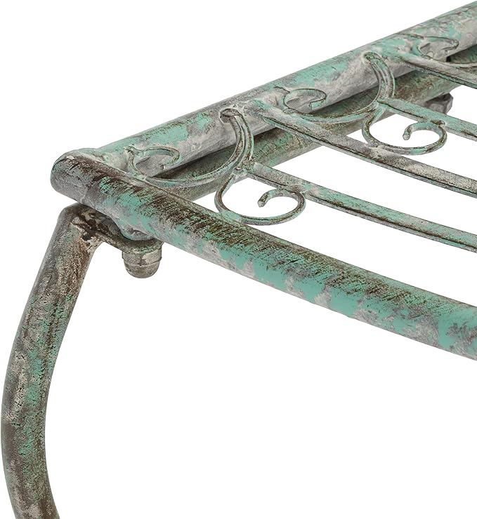 SAFAVIEH Outdoor Furniture Collection – Abia Antique Dark Green Distressed Wrought Iron 50-Inch Curved Tree Bench, Garden & Patio Seating (PAT5018D)