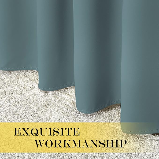 NICETOWN Blackout Greyish Blue Curtain for Living Room - Grommet Solid Thermal Insulated Sound Dampening Doorway Window Curtain Drape for Bedroom/Sliding Door (1 Panel, W52 x L120)