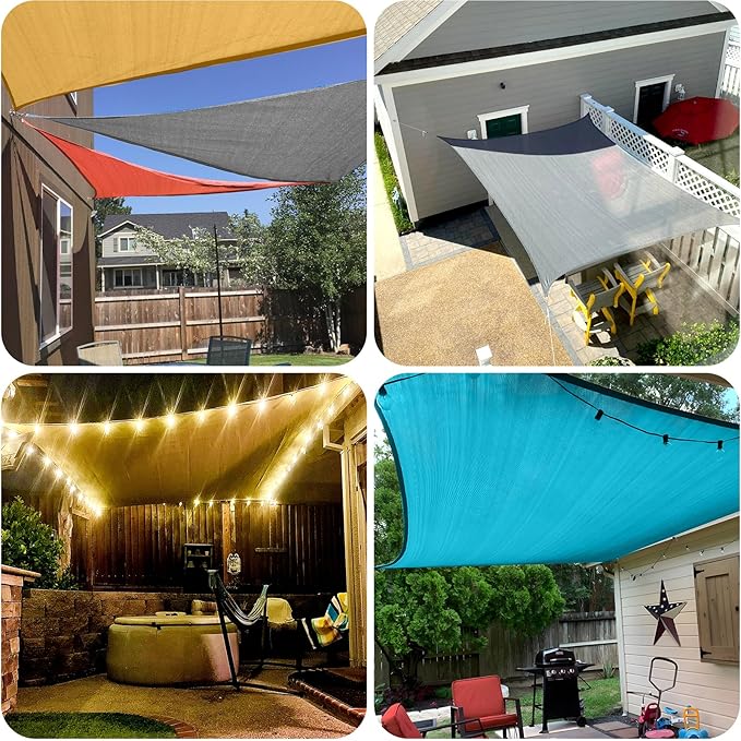 SUNLAX Sun Shade Sail 12' x 12' x 12' Silver Grey Triangle Canopy Sail Shade Cover UV Block Permeable Sunshade Outdoor for Patio Backyard (We Make Custom Size)