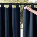 NICETOWN 2 Panels Navy Blue Outdoor Curtainss for Patio Waterproof, Self-Stick Detachable Tab Top Blackout Thermal Insulated Public Dividers Vertical Drapes for Front Porch & Canvas, W52 x L84