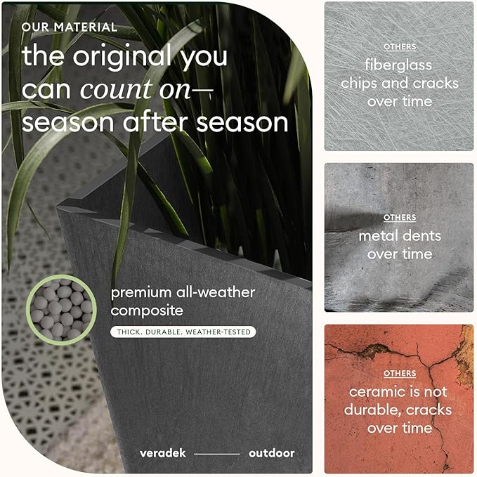Veradek V-Resin Indoor/Outdoor Taper Planter, Set of 2 (30 inch, Grey)