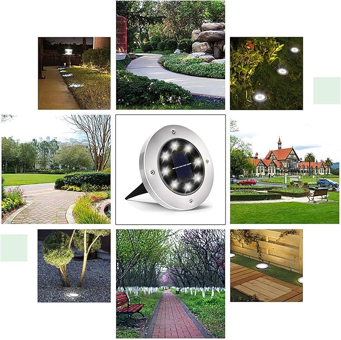INCX 4.6 inch Solar Lights for Outside,8 Pack Solar Light Outdoor Waterproof, Garden Lights Landscape Lighting for Patio Pathway Lawn Driveway Walkway White