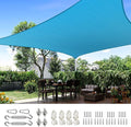 Quictent 12x16ft 185G HDPE Rectangle Sun Shade Sail Canopy 98% UV Block Outdoor Patio Garden with Hardware Kit (Turquoise)