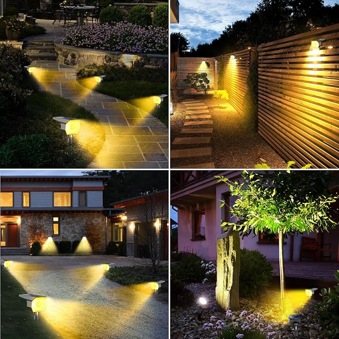 6 Pack Solar Spot Lights Outdoor, Solar Spotlights Outdoor Waterproof 2-in-1 Auto On/Off Landscape Lighting for Outside Yard Wall Garden Pathway(Warm White)