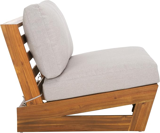 SAFAVIEH Outdoor Patio Furniture Collection – Dune Lounge Chair Set of 2, Solid Wood Outdoor Seating with Light Grey Cushions, Modern Relaxed Design (PAT7328B-SET2)