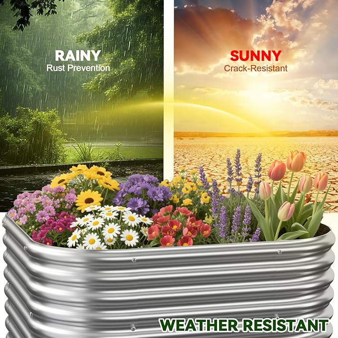 4 Pcak 2x2FT Raised Beds for Gardening, Corrugated Galvanized Steel Raised Garden Bed, Outdoor Metal Above Ground Garden Bed for Vegetables and Flowers-2x2FTx10Inch