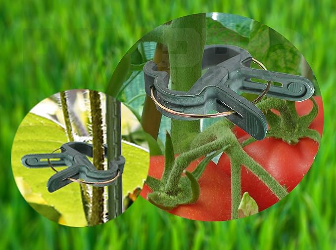 Ram-Pro 20 Piece Green Gentle Gardening Plant & Flower Lever Loop Gripper Clips, Tool for Supporting or Straightening Plant Stems, Stalks, and Vines, Garden Clips
