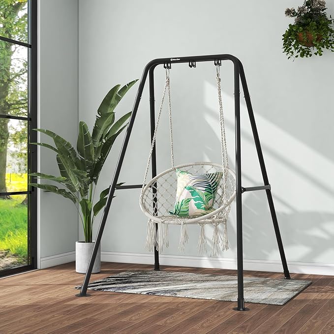 G TALECO GEAR Hammock Chair Stand,Heavy-Duty Steel 300LBS Multi-Use Hammock Stand for Outdoor Indoor, Swing Chair not Include (Black)
