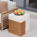 COSIEST Concrete Side Table, Rectangular Outdoor End Table w Faux Wood Design,15''Patio Side Tables End Table, Outdoor Accent Side Tables for Garden and Patio, Terrazzo