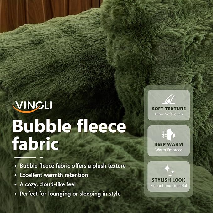 VINGLI 67.7" Oversized Chaise Lounge Chair Indoor Reading Chairs Comfy Bubble Fleece Upholstered Boneless Sofa Bed Sleeper Sofa Cloud Couches for Living Room, Bedroom, Play Room (Green)