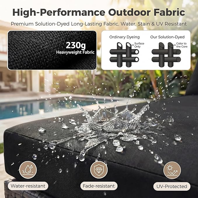 NICESOUL 10 Pcs Outdoor Sectional Set with Natural Gas/Propane Firepit Table, 29.3'' High-Back Patio Furniture Sofa Set, Oversized Rattan Couches for Backyard Garden Lawn, 2 Color Cushion Black & Gray