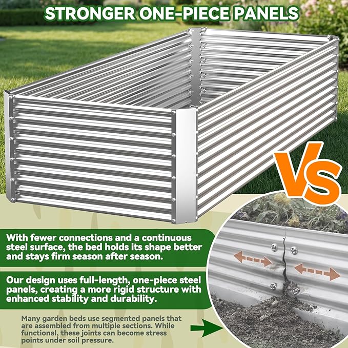 3 Pack Tall 4x2FT Raised Beds for Gardening, Corrugated Galvanized Steel Raised Garden Bed, Outdoor Metal Above Ground Garden Bed for Vegetables and Flowers(Rectangular)