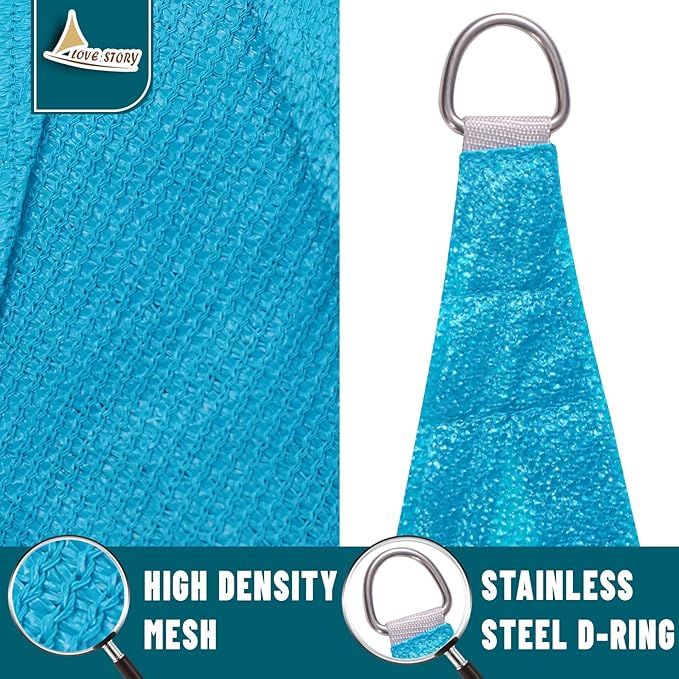 LOVE STORY Custom Size 9'x18'x20.1' Turquoise Blue Sun Shade Sail Right Triangle Sunhsade Fabric Awning Canopy for Patio Backyard Carport Pergola (Customized)