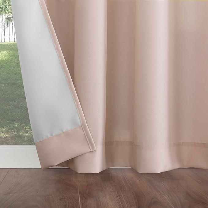 Sun Zero Marina Indoor/Outdoor UV Protectant Energy Efficient Grommet Curtain Panel, 54" x 108", Rose Quartz
