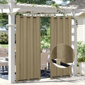 Easy-Going Linen Look Outdoor Curtains Waterproof Windproof Porch Curtains, Soft Thicken Outdoor Privacy Curtains for Patio, Gazebo, Grommet Top and Tab Bottom Drape, 1 Panel, 110x108 inch, Khaki