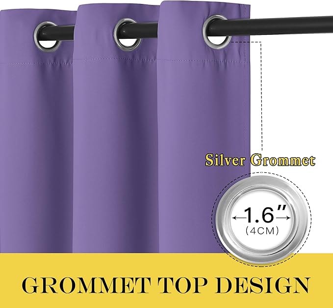 NICETOWN Sliding Door Window Treatment Blackout Patio Door Curtain Panels, Privacy Thermal Drapes for Bedroom Living Room Department with Grommet Top (Lilac Purple, W66 x L110)