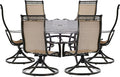 Hanover Manor 7-Piece Outdoor Dining Set with 6 PVC Sling 360 Degree Swivel Rockers, and Rust Resistant Aluminum Round Dining Table, Patio Dining Set for 6 for Backyard, Deck, Patio, Porch