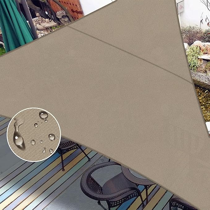 LOVE STORY Right Triangle 16'x16'x22.6' Waterproof Sun Shade Sail Canopy UV Block for Outdoor Patio Backyard Carport,Taupe(We Make Custom Size)