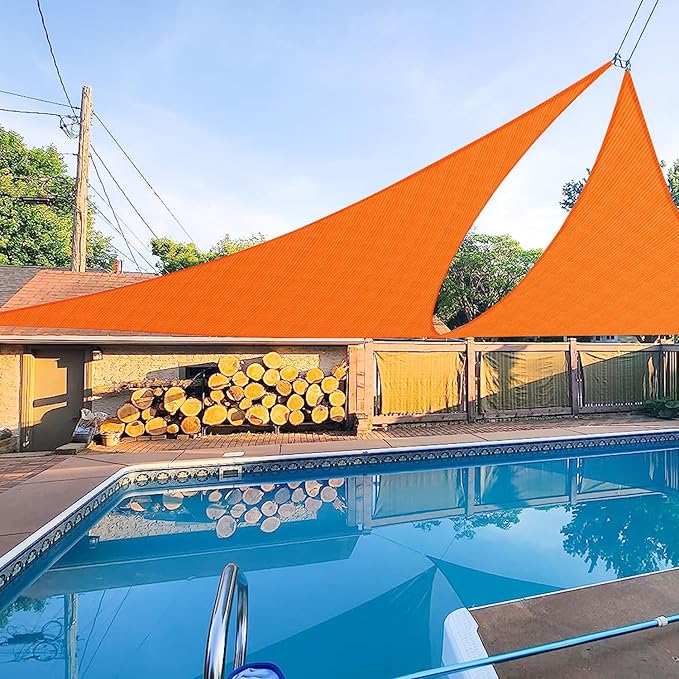 E&K Sunrise 22' x 22' x 22' Sun Shade Sail Triangle Canopy Shade Cover UV Block for Patio Backyard Garden Outdoor (Orange)