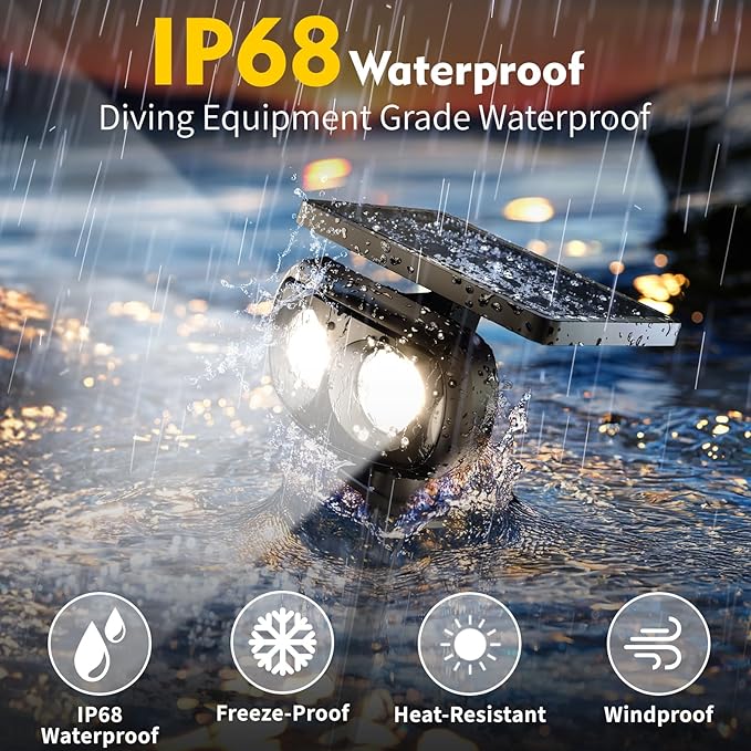 Solar Spot Lights Outdoor Waterproof IP68, RGB Colors Changing Solar Lights with 4 Lighting Modes, Solar Powered Lights Outdoor for Garden Yard Outside Landscape (2Pack)