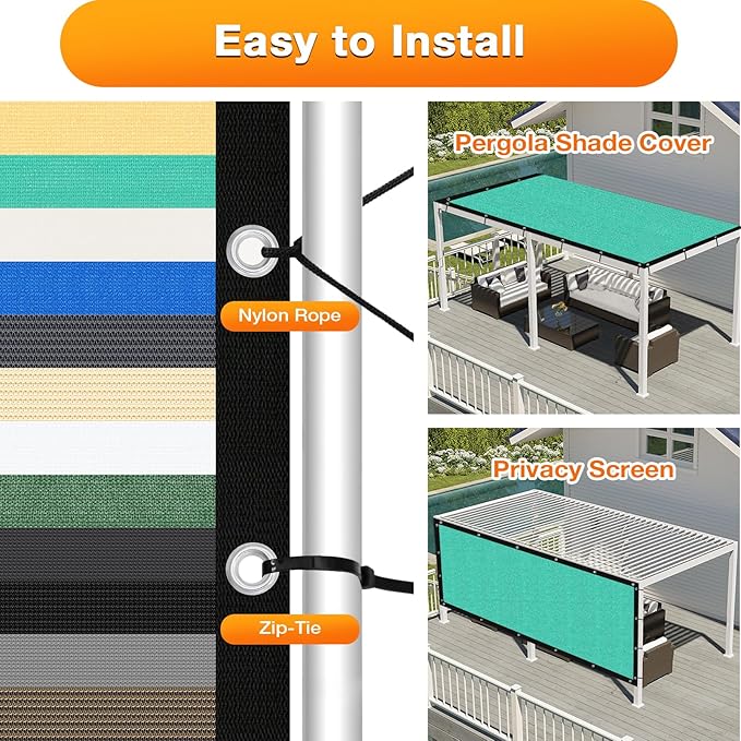 Artpuch Outdoor Pergola Shade Cover 6' X 18' Sun Shade Cloth with Grommets, 90% UV Protection Canopy Patio Privacy Screen (Customized Available) GN107, Turquoise