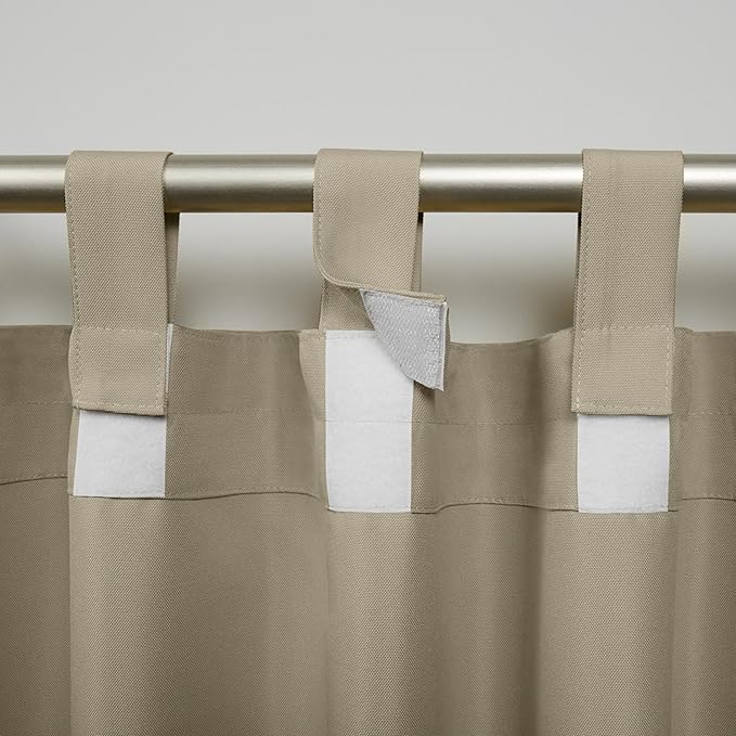 Exclusive Home Cabana Solid Indoor/Outdoor Light Filtering Hook-and-Loop Tab Top Curtain Panel, 54"x108", Taupe, Set of 2